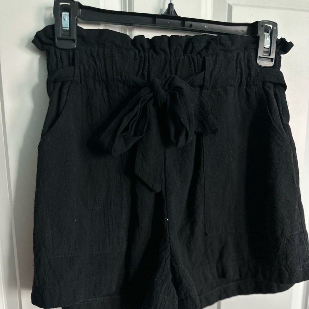 Frenchy Rolled Hem Paperbag Waist Shorts